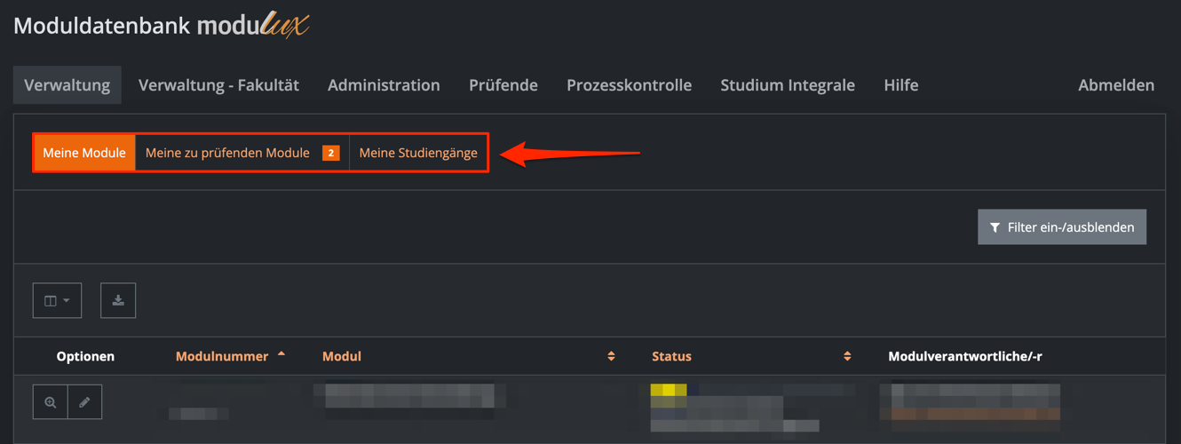 Tabs (Reiter) in Modulux